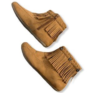 2/$25 Boho Fringe Side-Zip Moccasin Boots Size 9